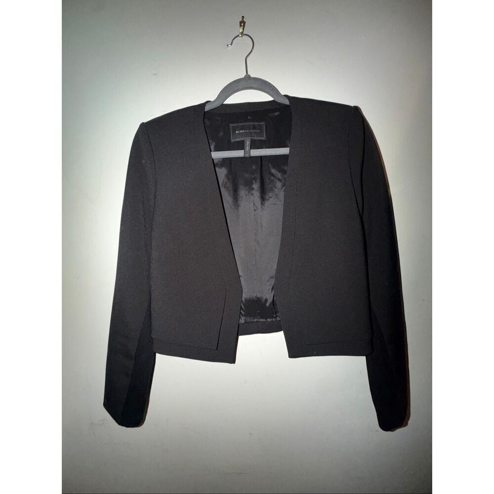 BCBG MAXAZRIA WOMENS BLACK LONG SLEEVE BLAZER JACKET size M